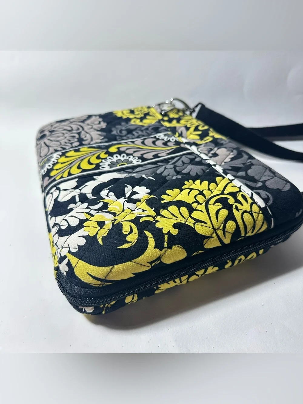 Vera Baroque Hardshell iPad Laptop Bag Black Grey White Yellow Chartreuse 12 x 9